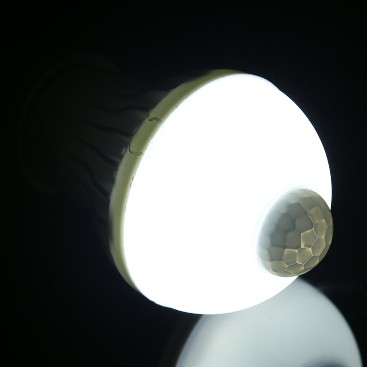 E27 5W 12 LEDs SMD 5730 300LM Infrared Motion Sensor LED Light Bulb, Sensor Distance: 4-6m, AC 220V, E27 5W White Light, E27 5W Warm White