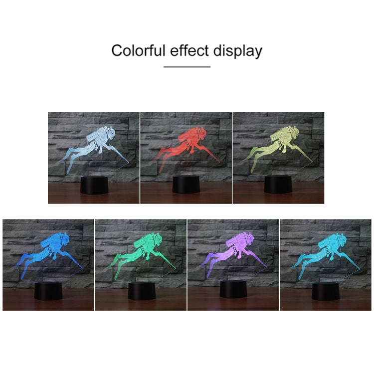 Diving Black Base Creative 3D LED Decorative Night Light, Powered by USB and Battery, Powered by USB and Battery