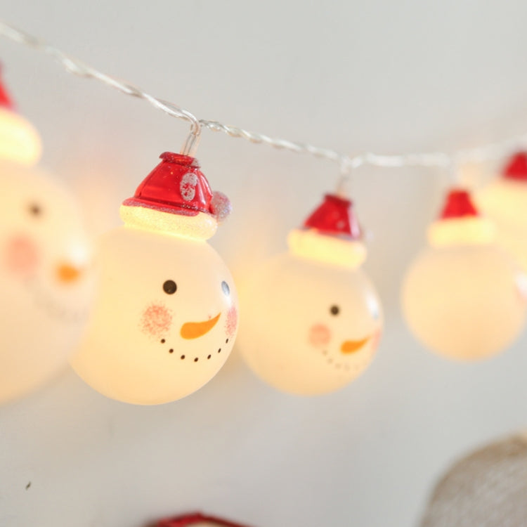 10 LEDs 2 x AA Batteries Box Powered Warm Fairy Decorative Lamp for Christmas, Party, Bedroom, 1.5m Snowman Warm White