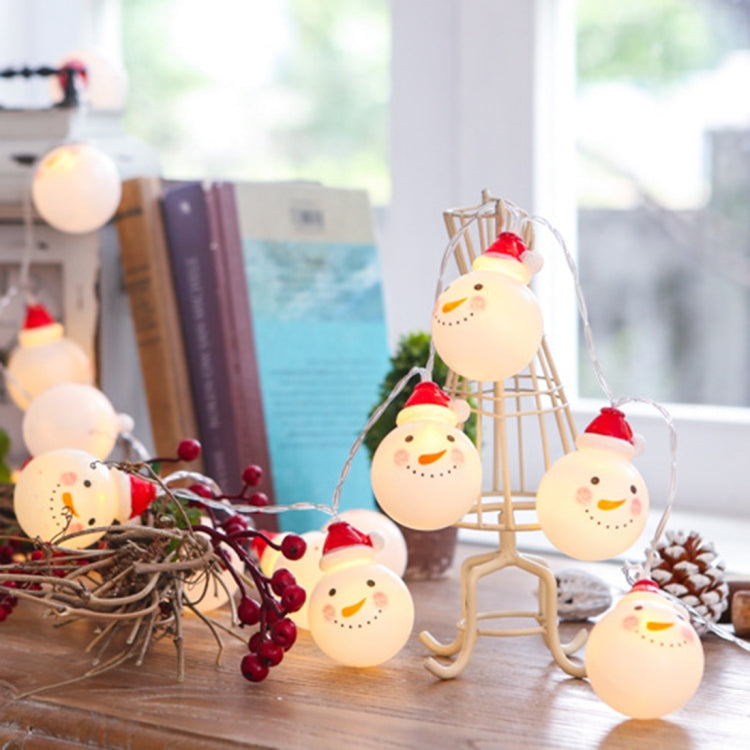 10 LEDs 2 x AA Batteries Box Powered Warm Fairy Decorative Lamp for Christmas, Party, Bedroom, 1.5m Snowman Warm White