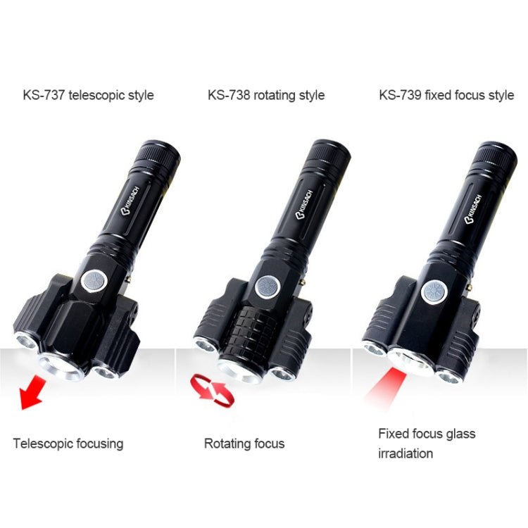KS-739 USB Charging Waterproof T6+XPE Fixed Focus LED Flashlight with 4-Modes & 18650 lithium battery, KS-739 (&18650)