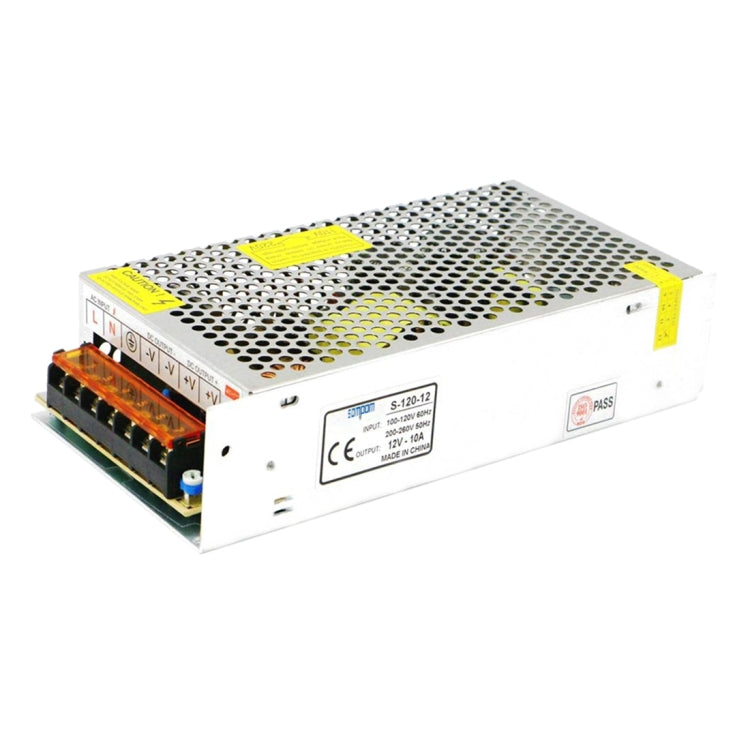 SOMPOM S-120-12 120W 12V 10A Iron Shell Driver LED Light Strip Lighting Monitor Power Supply, 120W 10A