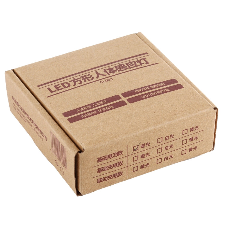CL053 LED Square Human Body Sensor Light, Style: Battery Models, Style: Battery Models
