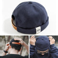 Solid Color Retro Classic Sailor Hat Beanie Cuffed Melon Cap, Solid Color