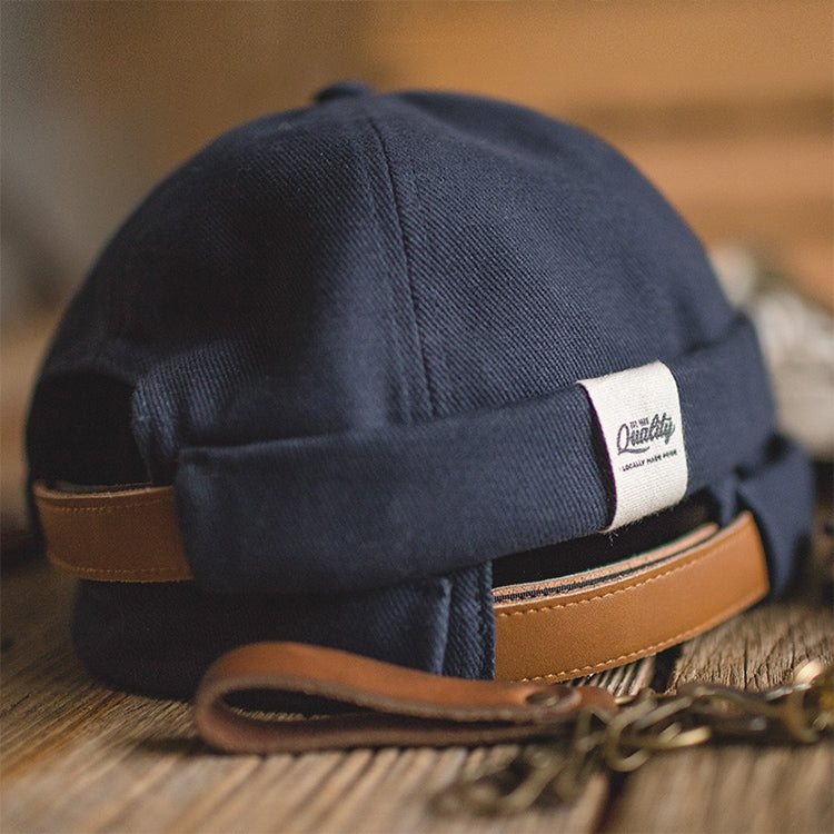 Solid Color Retro Classic Sailor Hat Beanie Cuffed Melon Cap, Solid Color