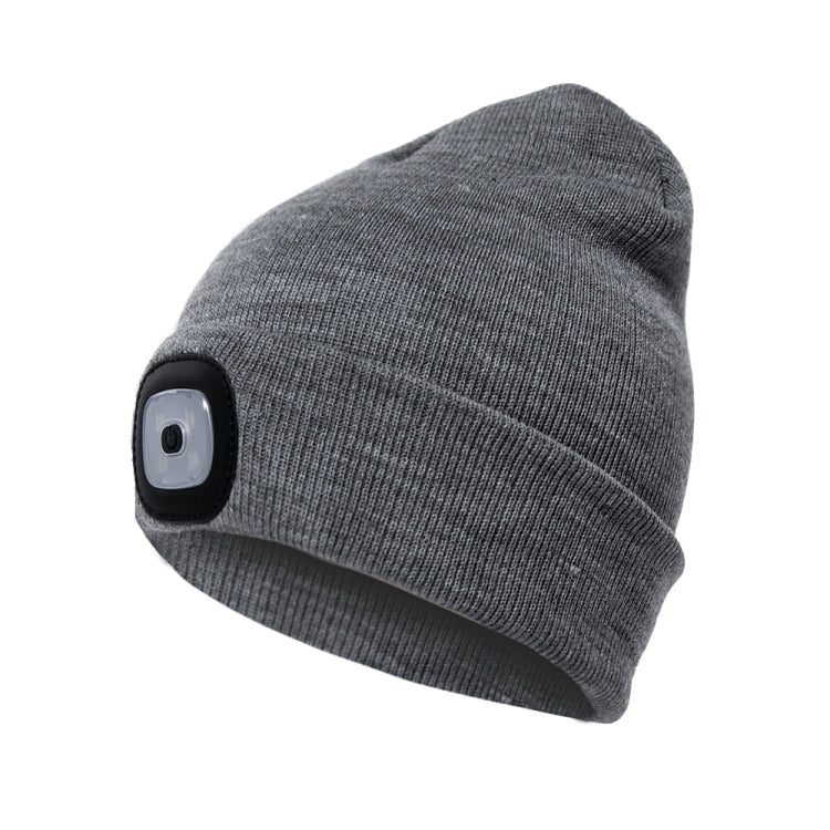 Unisex Warm Winter Polyacrylonitrile Knit Hat Adult Head Cap with 4 LED Lights, Button Battery, Button Battery