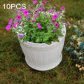 10 PCS Imitation Wooden Barrel Plastic Resin Flower Pot with Tray, Top Diameter: 9cm, Height: 6.5cm, Top Diameter: 9cm