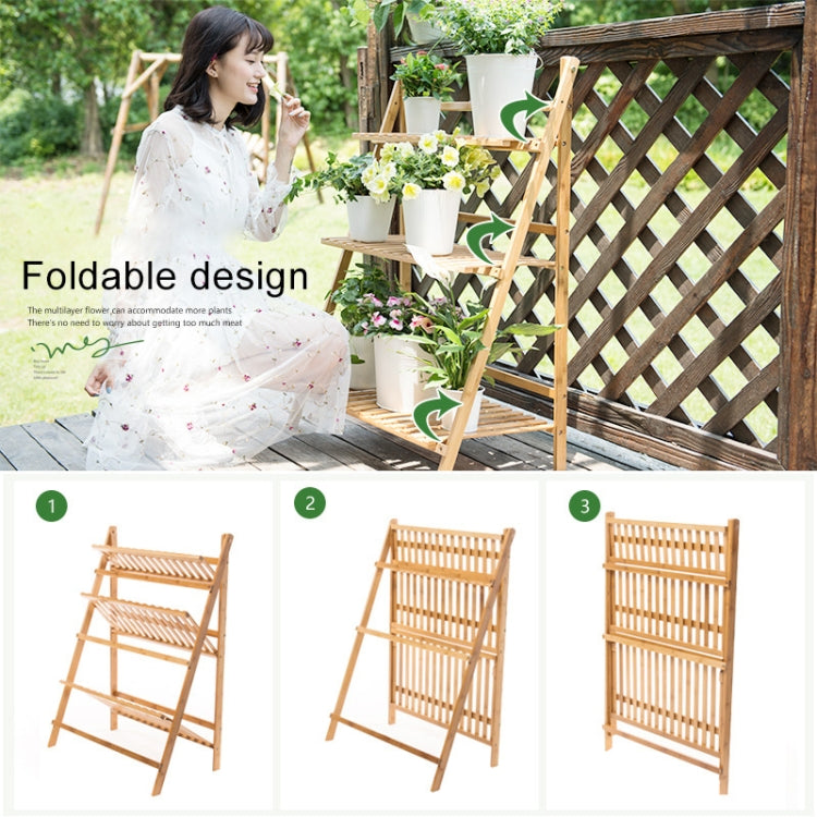 Bamboo 3-Tier Hanging Plant Stand Planter Shelves Flower Pot Storage Rack Folding Display Shelving Plants Shelf, Width: 70cm, 3-Tier Width: 70cm(White), 3-Tier Width: 70cm(Apricot), 3-Tier Width: 70cm(Green)