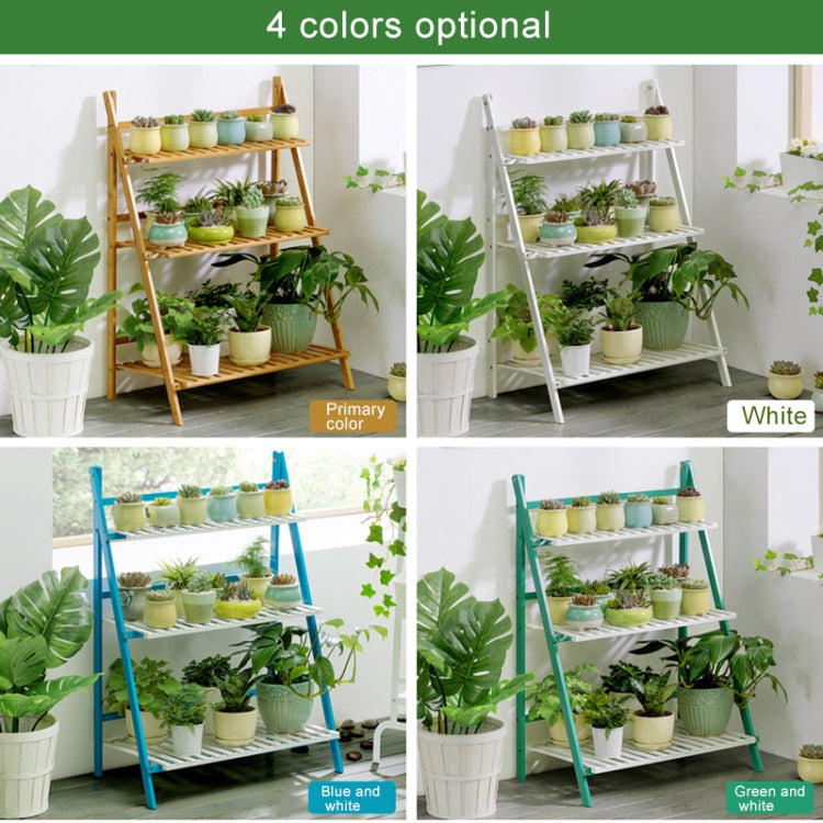 Bamboo 3-Tier Hanging Plant Stand Planter Shelves Flower Pot Storage Rack Folding Display Shelving Plants Shelf, Width: 70cm, 3-Tier Width: 70cm(White), 3-Tier Width: 70cm(Apricot), 3-Tier Width: 70cm(Green)
