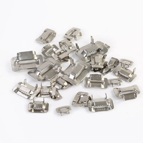 100 PCS 9.53mm 304 Stainless Steel Tie Lock Type Cable Wrapped Bundle Buckle, 9.53mm