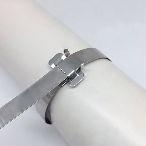 100 PCS 9.53mm 304 Stainless Steel Tie Lock Type Cable Wrapped Bundle Buckle, 9.53mm