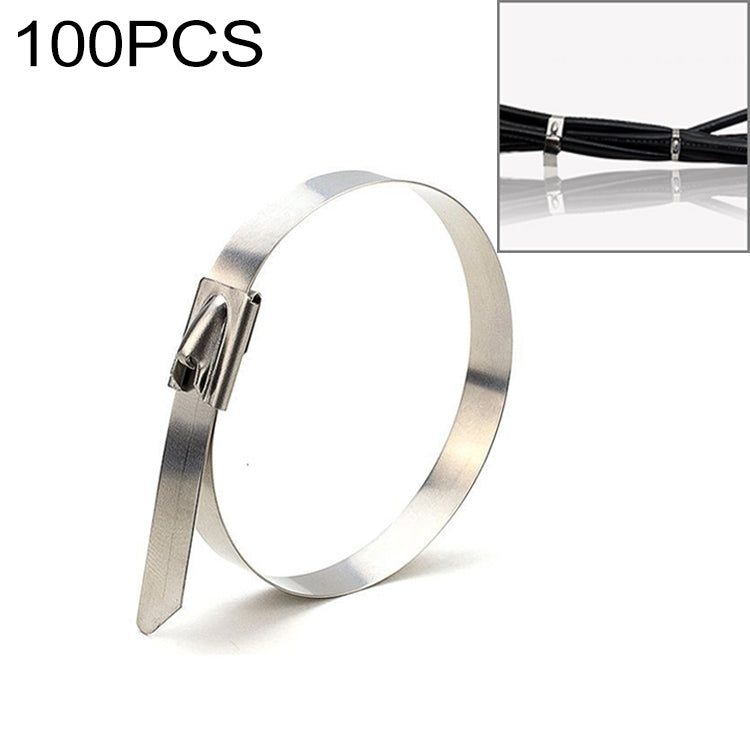 100 PCS 4.6x450mm Stainless Steel Metal Cable Ties Tie Zip Wrap Exhaust Heat Straps Induction Pipe, 4.6x450mm
