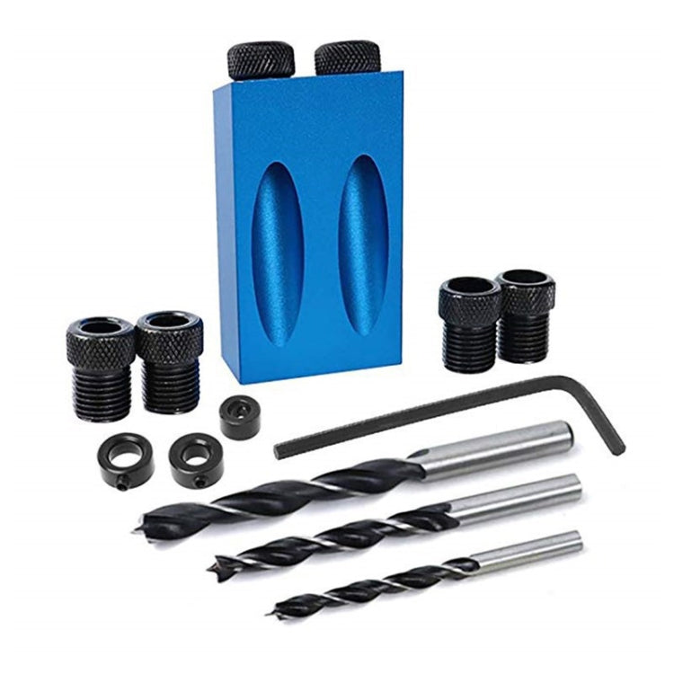 14-Piece Set 15 Degree Angular Oblique Aluminum Alloy Woodworking Hole Locator With The Bit, 14-Piece