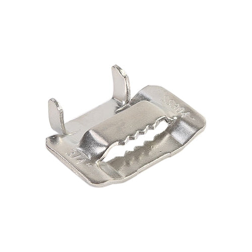 100 PCS 19.05mm 304 Stainless Steel Tie Lock Type Cable Wrapped Bundle Buckle, 19.05mm