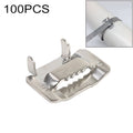 100 PCS 12.7mm 304 Stainless Steel Tie Lock Type Cable Wrapped Bundle Buckle, 12.7mm