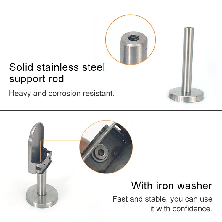 201 Stainless Steel Glass Fish Mouth Support Rod Fixing Clip with 14x80mm Rod, Specification: L, L, with 14x80mm Rod