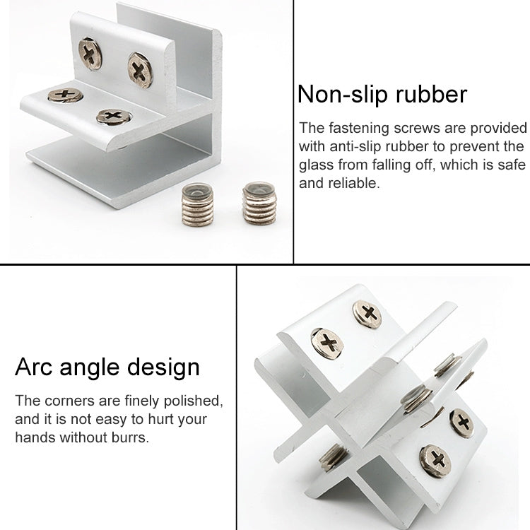 Aluminum Alloy Glass Combination Clamp Cabinet Partition Fixing Clip, 90 degrees Cliped 8-10mm, 90 degrees Cliped 8-10mm