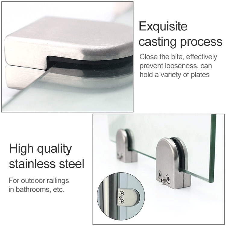 8-12mm Flat Bottom Matte Polished  201 Stainless Steel Fixed Clip Railing Glass Wood Layer Board Clamp Bracket, 8-12mm, Flat Bottom, 201 Stainless Steel