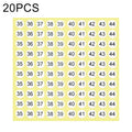 20 PCS Round Shape Number Sticker Shoe Size Label, Number 35-44, Number 35-44