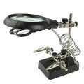5 LED Auxiliary Clip Magnifier AC/DC Interchangeable with Soldering Stand & Two Magnifier, EU Plug, 2.5X, EU Plug