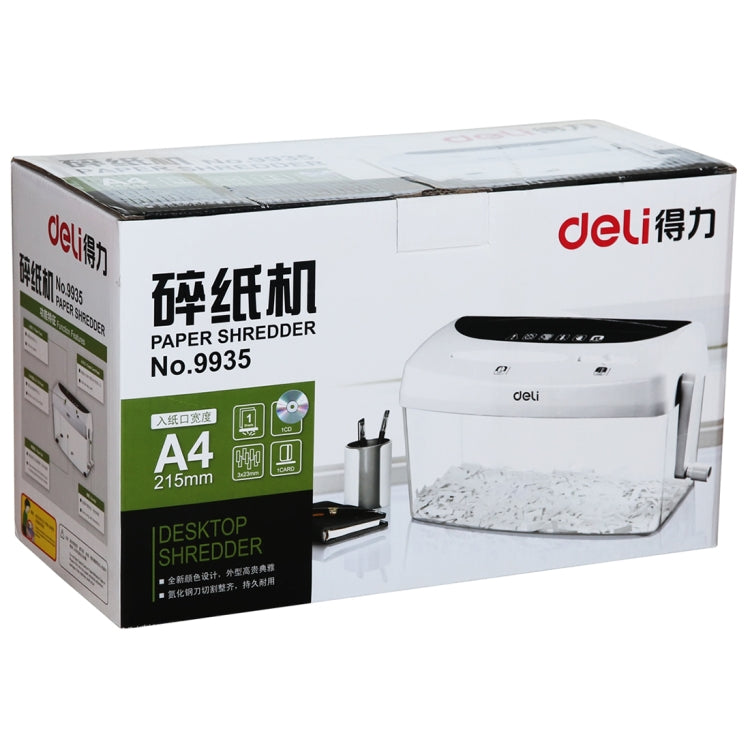 Deli Office Series Hand-cranked A4 / CD / Card Desktop Paper Shredder, Waste-bin Volume: 4L (No. 9935), No. 9935