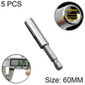 5 PCS 1/4 Electric Batch Head High Magnetism Connecting Rod Pistol Drill Extension Rod Sleeve Fast Turning Joint, Length: 60mm, 60mm Joint
