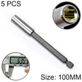 5 PCS 1/4 Electric Batch Head High Magnetism Connecting Rod Pistol Drill Extension Rod Sleeve Fast Turning Joint, Length: 100mm, 100mm Joint