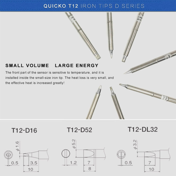 QUICKO T12-D24 Lead-free Soldering Iron Tip, T12-DL32, T12-D52, T12-D24, T12-D16
