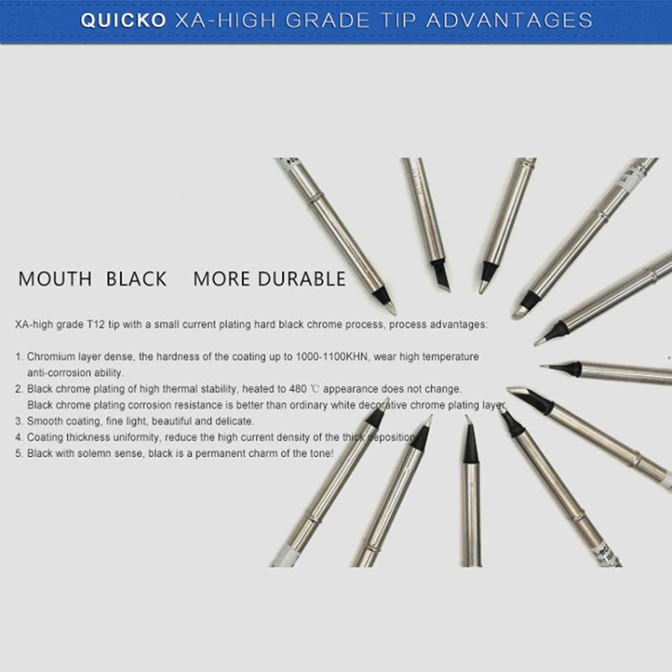 QUICKO T12-J02 Black Welding Lead-free Soldering Iron Tip, T12-J02