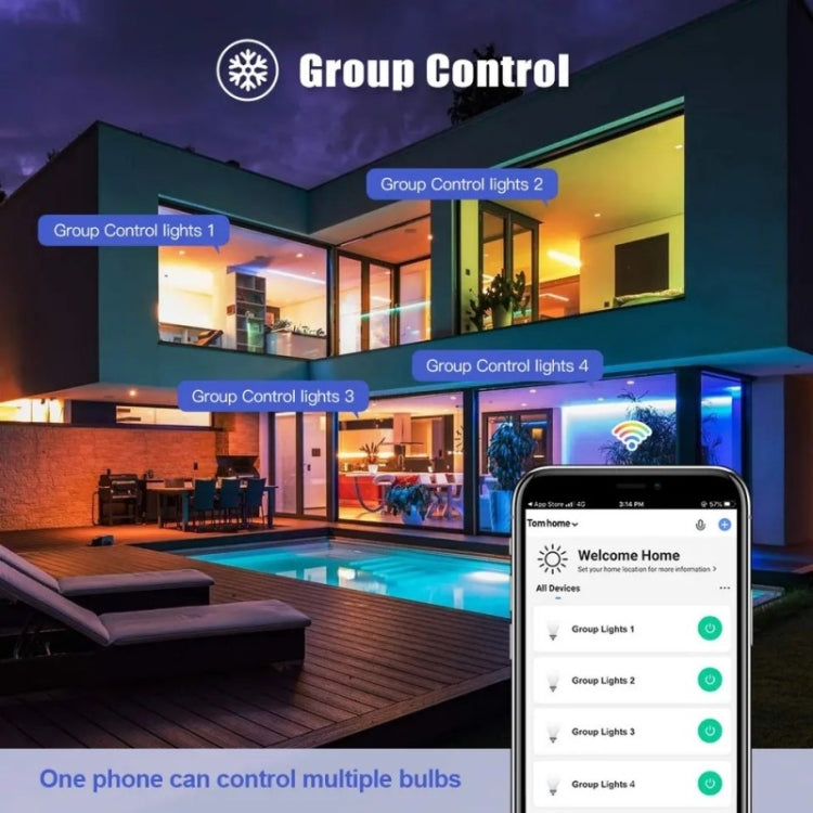 DP01 TUYA WiFi Smart Light Bulb 15W E26 E27 RGB + White + Warm White LED Bulb, 1PC