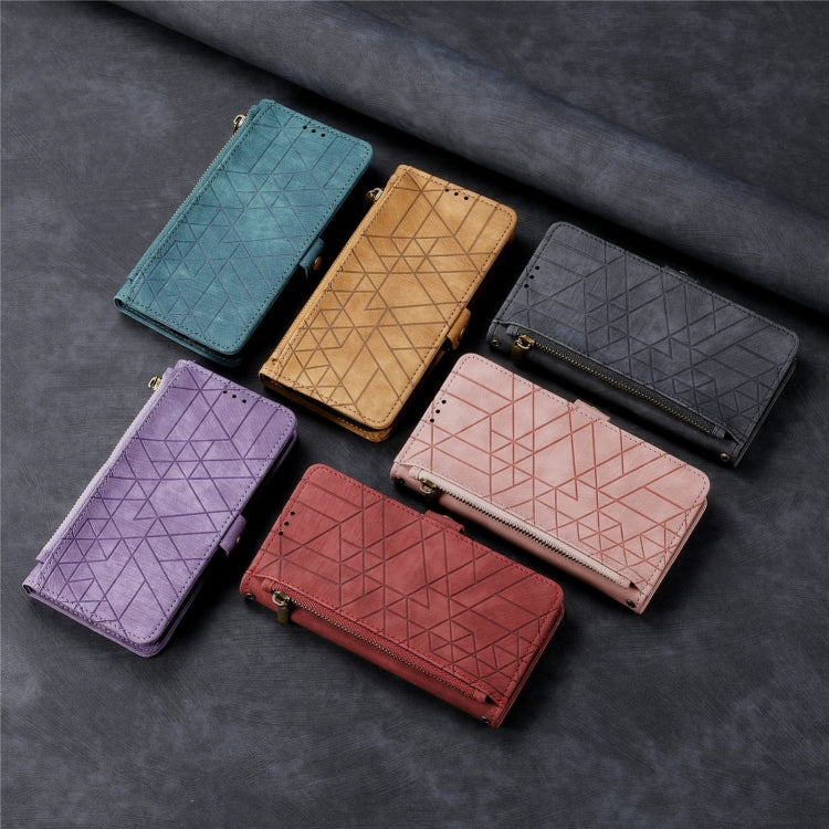Geometric Zipper Wallet Side Buckle Leather Phone Case, For iPhone 16, For iPhone 15 Pro Max, For iPhone 15 Pro, For iPhone 15 Plus, For iPhone 15, For iPhone 14 Plus, For iPhone 14, For iPhone 14 Pro