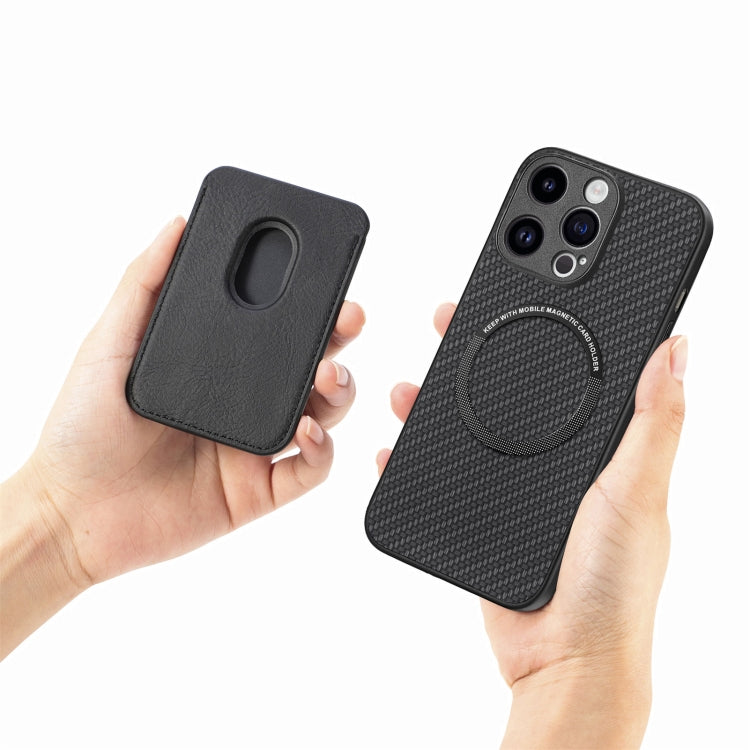Carbon Fiber Leather Card Magsafe Phone Case, For iPhone 15 Pro Max, For iPhone 15 Pro, For iPhone 15 Plus, For iPhone 15