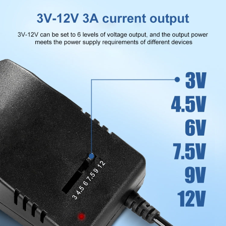 Voltage Adjustable universal power adapter 110 220V to 12V 3V 4.5V 6V 7.5V 9V AC DC adapter 3A Max 12 Volt power supply adaptor, US, EU