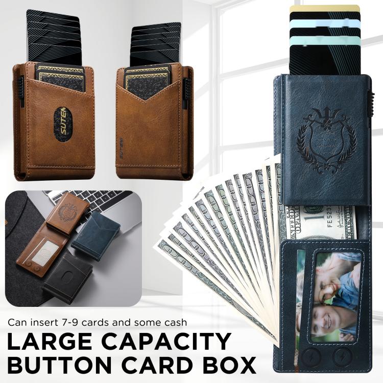 Suteni Oil Wax Pattern Multi-Card Slot Wallet Card Holder