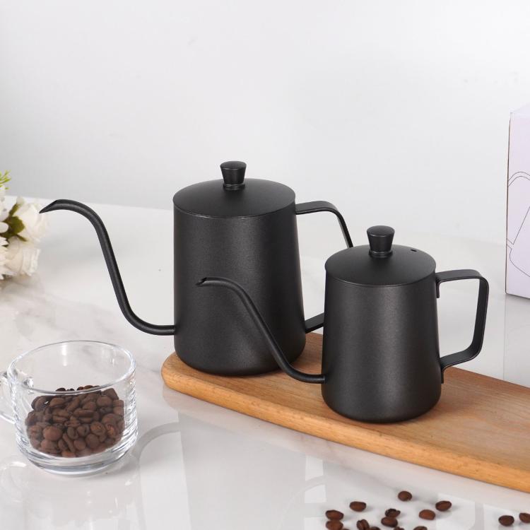 Swan-Necked Narrow-Mouth Stainless Steel Pour-Over Coffee Pot with Lid, 350ml, 600ml