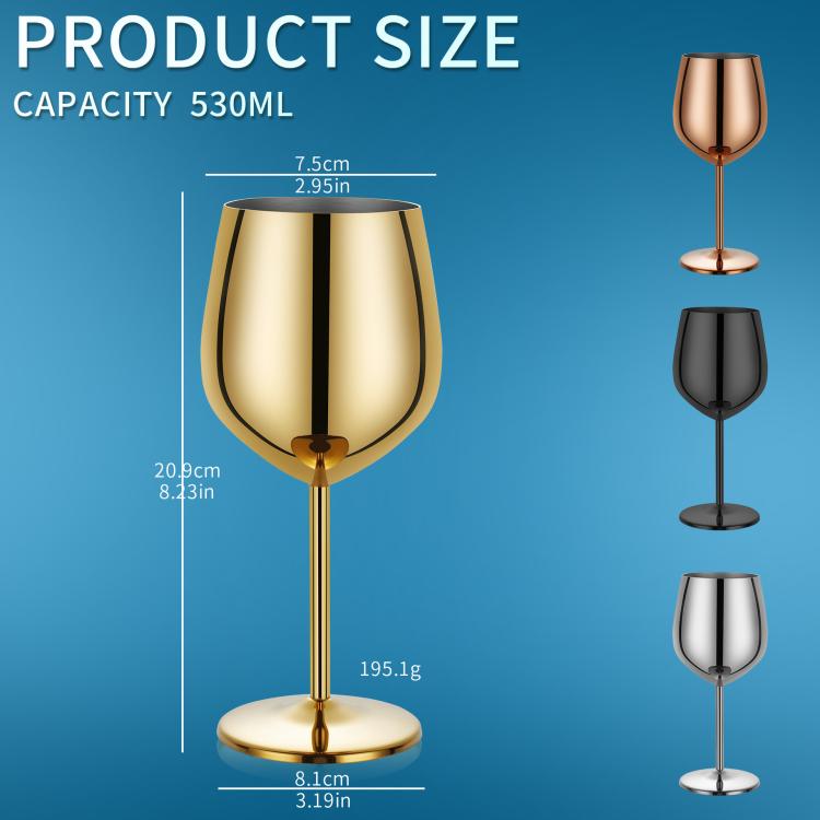 530ml Metal Stainless Steel Stemmed Champagne Wine Glass