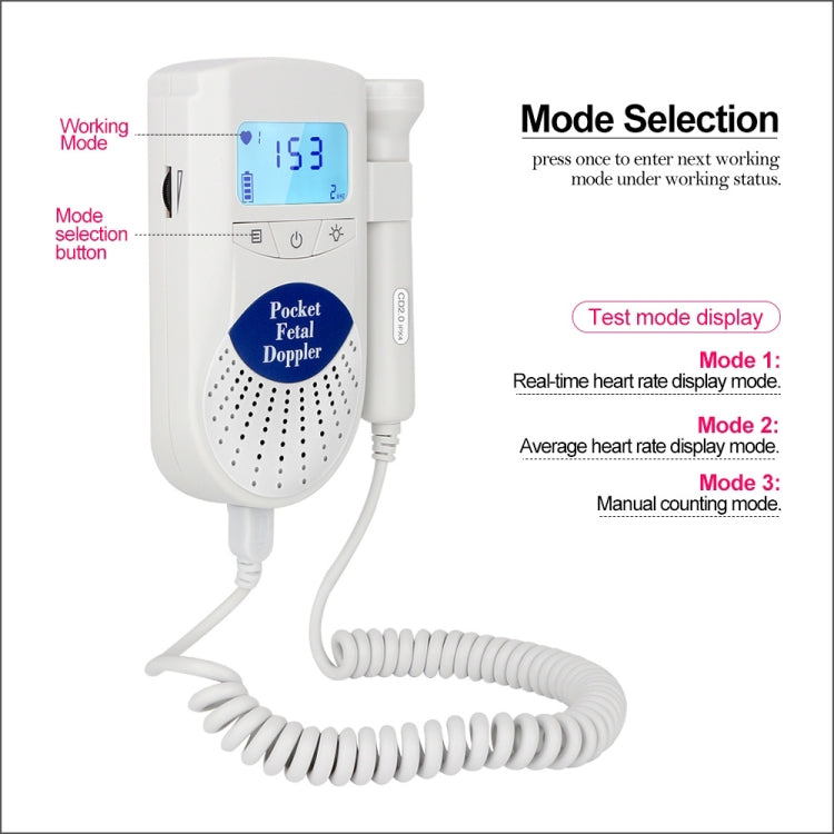 FD-100 Digital Fetal Doppler Ultrasound Sound Baby Heartbeat Detector Monitor LED Digital Prenatal Pocket Fetal Doppler Stethoscope, FD-100   (Blue)