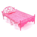 Mini Beautiful Plastic Bed Bedroom Furniture for Dolls Dollhouse Random Color Delivery, Plastic Bed
