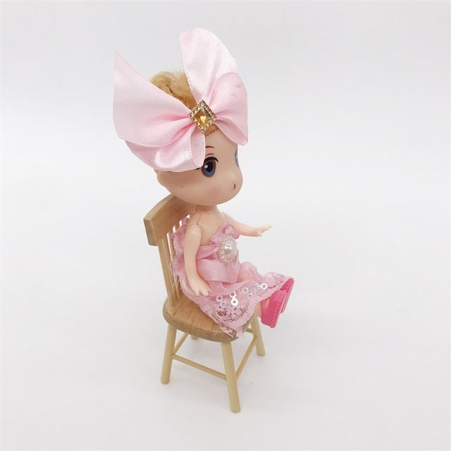3 PCS Doll House Miniature Dining Room Furniture Wooden Chair Children Educational Toys