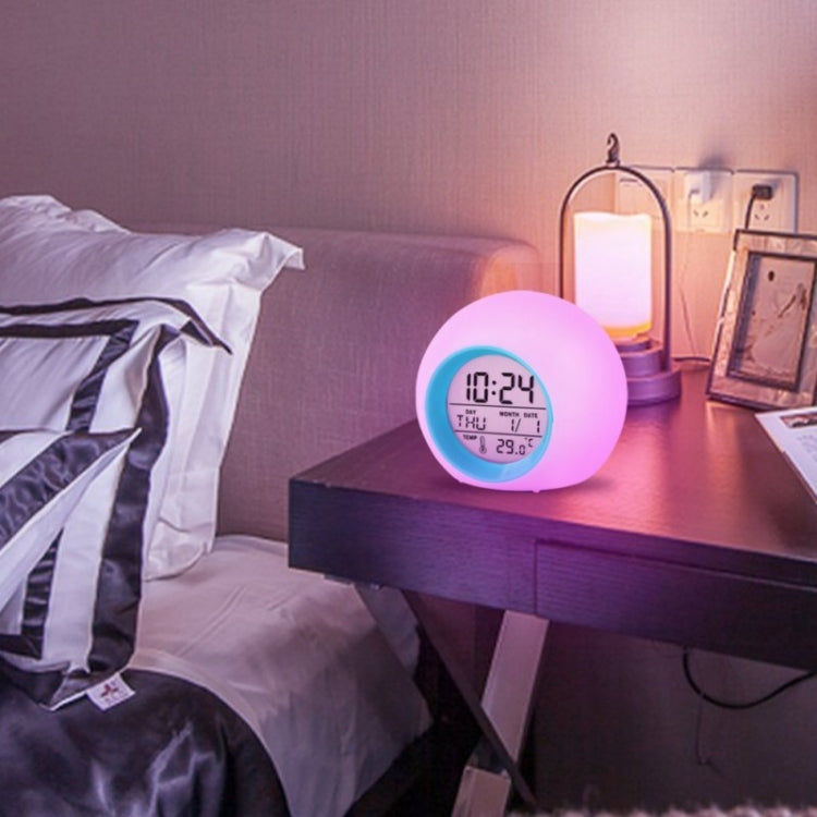 Round Color Light Gradient Alarm Clock Perpetual Calendar Clock, Round Color Light Clock