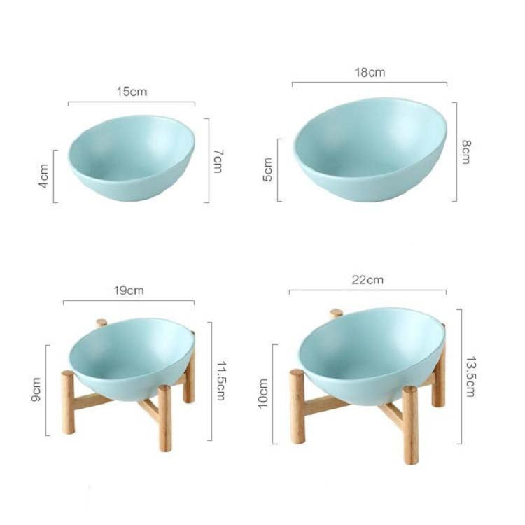 Cat Dog Food Bowl Pet Ceramic Bowl, 15cm/300ml Bowl, 15cm/300ml Bowl With Wooden Stand, 18cm/600ml Bowl, 18cm/600ml Bowl With Wooden Stand
