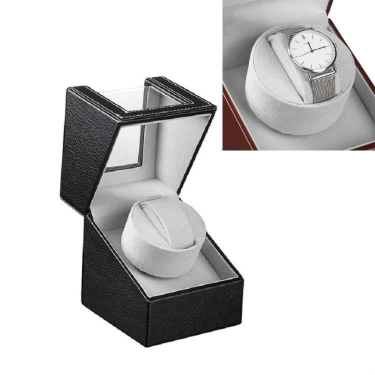 Leather Single Watch Box Electric Motor Watch Shaker Automatic Watch Shaker ，US Plug, Single, Black Leather, Single, Brown Leather