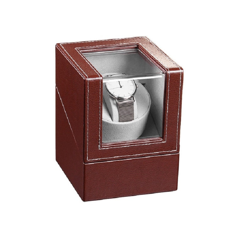 Leather Single Watch Box Electric Motor Watch Shaker Automatic Watch Shaker ，US Plug, Single, Black Leather, Single, Brown Leather