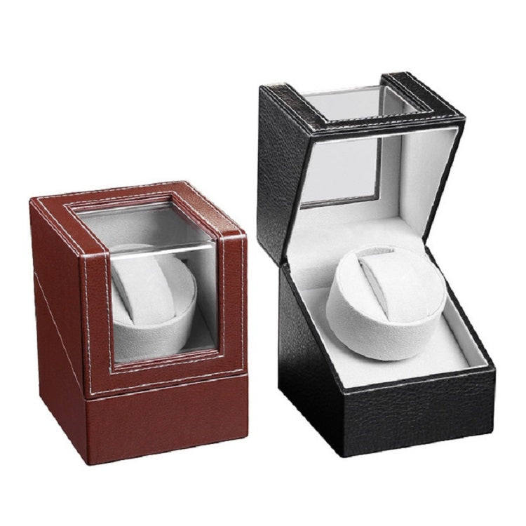 Leather Single Watch Box Electric Motor Watch Shaker Automatic Watch Shaker ，US Plug, Single, Black Leather, Single, Brown Leather