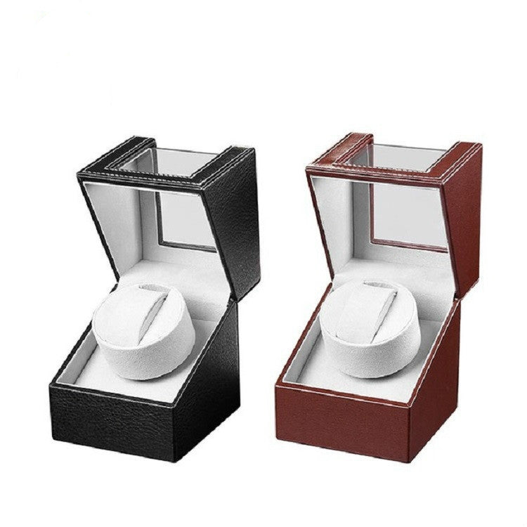 Leather Single Watch Box Electric Motor Watch Shaker Automatic Watch Shaker ，US Plug, Single, Black Leather, Single, Brown Leather