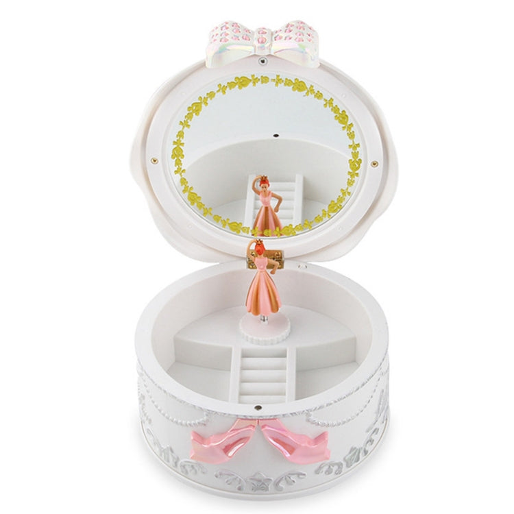 Cute Plastic Rotating Dance Ballet Music Box Children Toys Home Decorations, White, Pink
