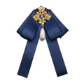 Ladies Retro Style Cloth Fabric Pearl Diamond Brooch Bow Tie Bow Clothing Accessories, Pin Buckle Version, Tie Belts Version