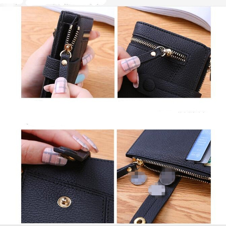 Women Two-folding Wallet Multi-function Clutch Bag Small Wallet, Two-folding Black, Two-folding Green