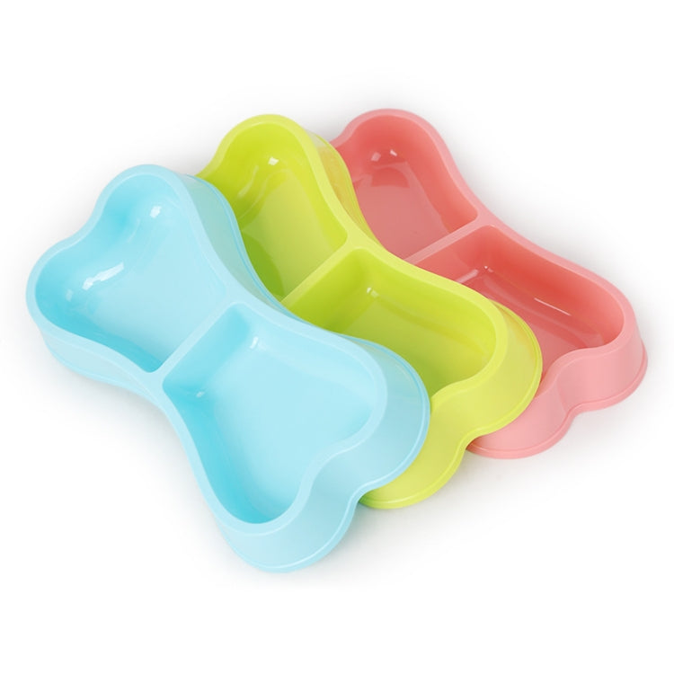 Plastic Dog Bowls Bone-shaped Candy Color Dog Feeder Eco-friendly Double-head Bowls
