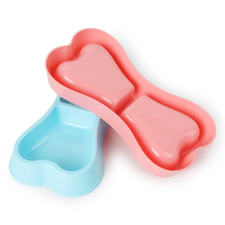 Plastic Dog Bowls Bone-shaped Candy Color Dog Feeder Eco-friendly Double-head Bowls